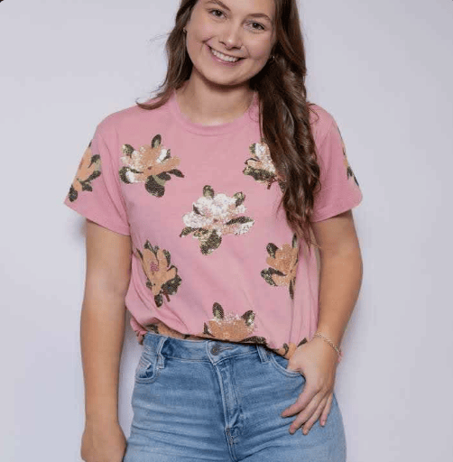 sequin magnolia top
