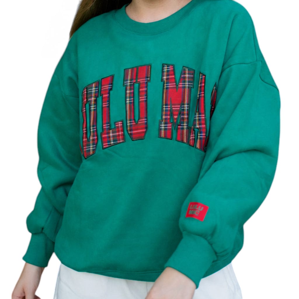 LM-SW-1027 Ladies Plaid Green Sweatshirt