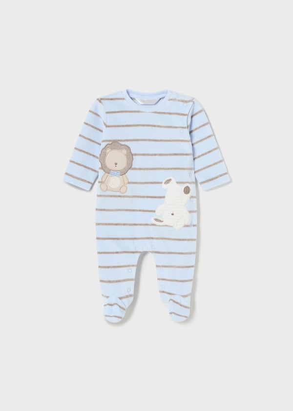 Mayoral Usa Inc Mayoral Striped Footed Velour One-Piece - Little Miss Muffin Children & Home