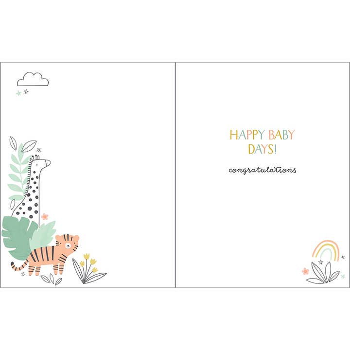 welcome baby with animals greeting card