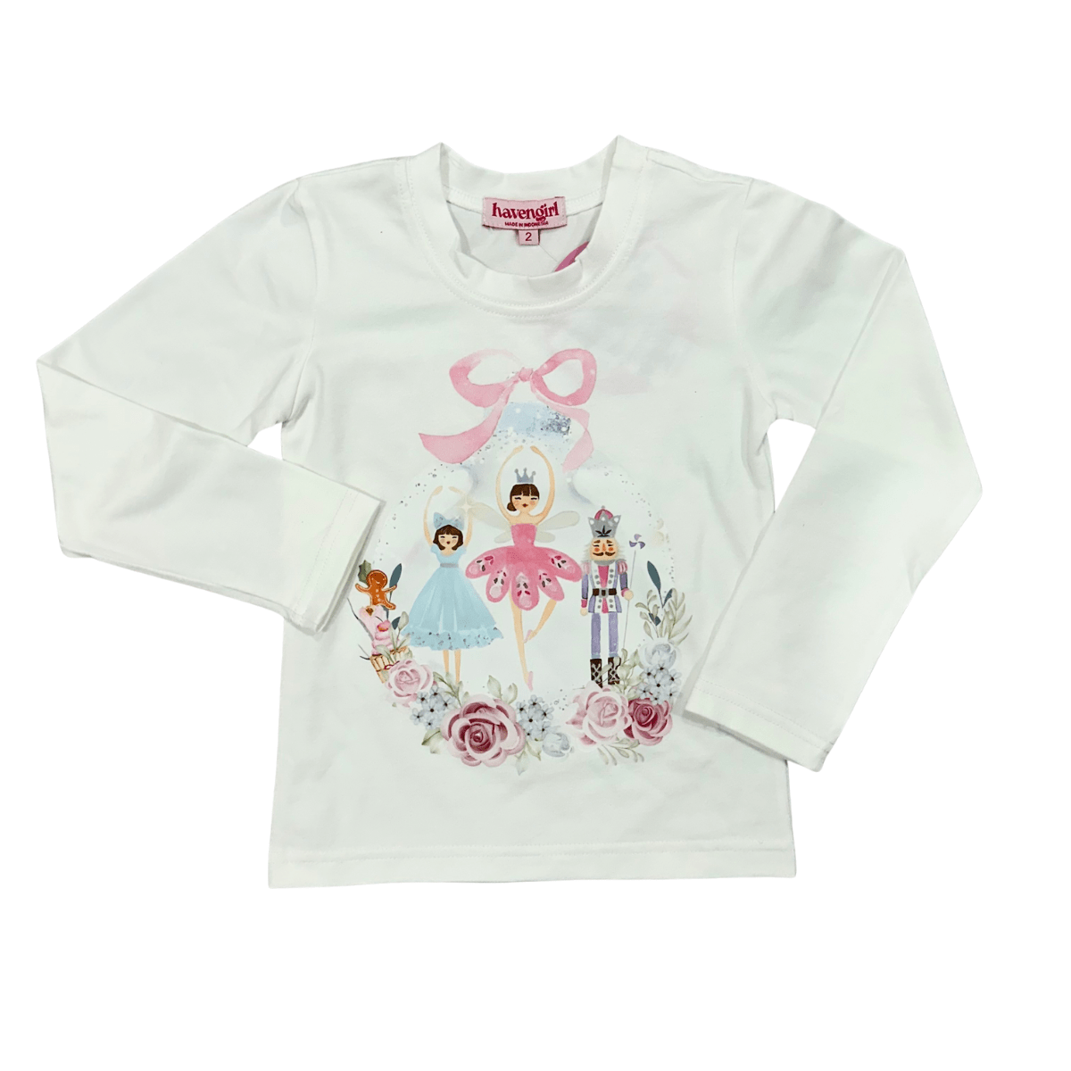girls pink ornament christmas long sleeve top