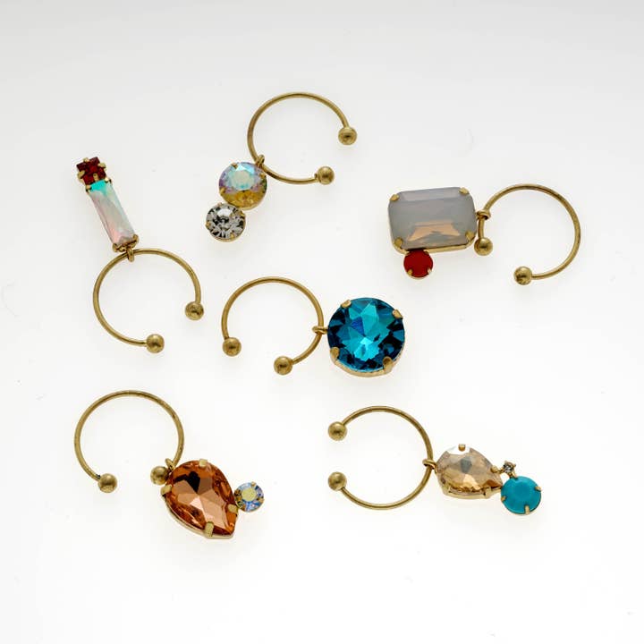 set of 6 jewel pastel wine charms