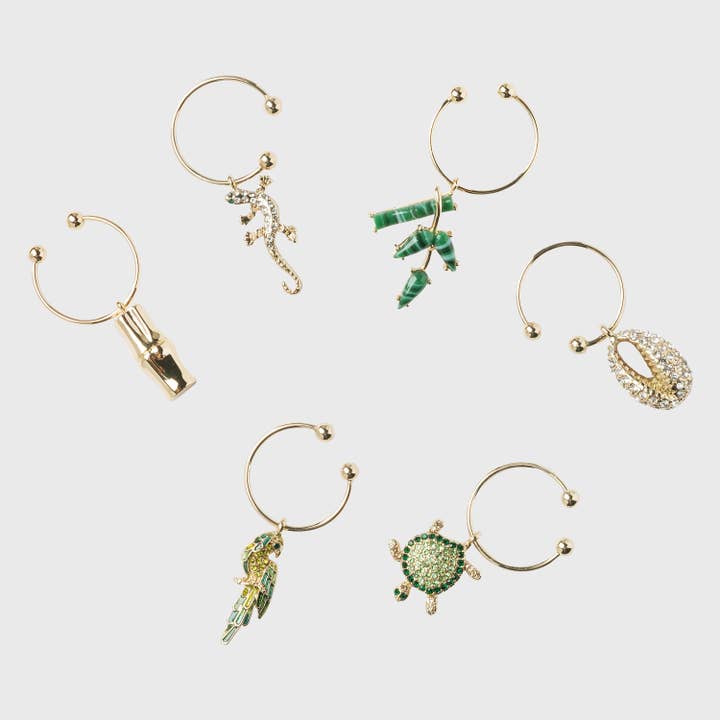 set of 6 palm beach wine charms