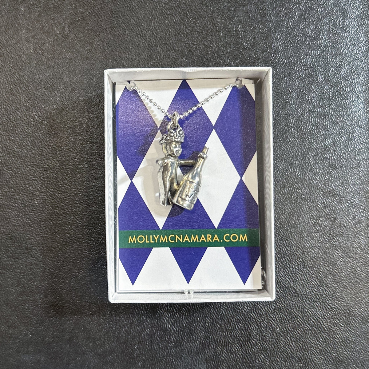 king cake baby wine pendant necklace