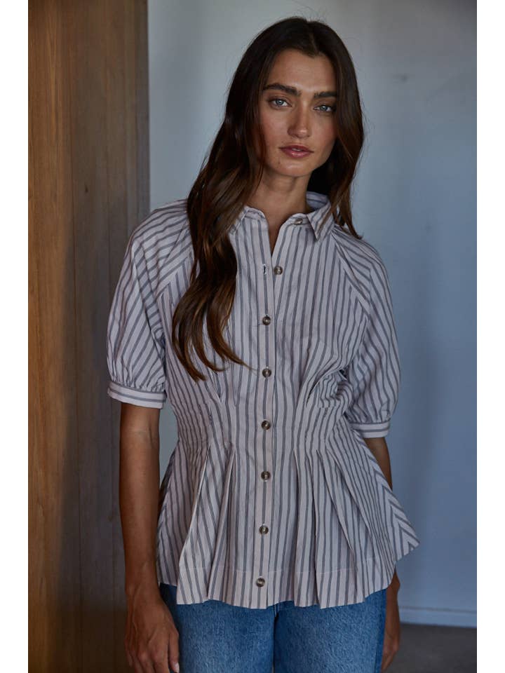 womens button up striped top