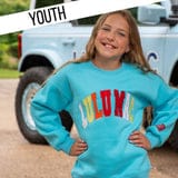 Girlie Girl Originals Kids' Lulu Mac Logo Light Blue/Multi Embroidered Sweatshirt - Little Miss Muffin Children & Home