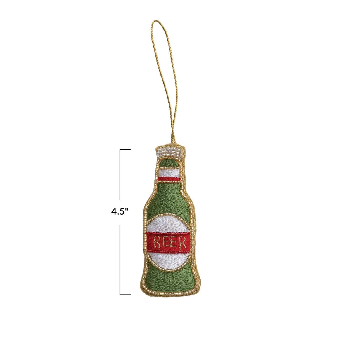 Creative Co-Op Creative Co-op Fabric Beer Bottle Ornament with Embroidery & Beads - Little Miss Muffin Children & Home