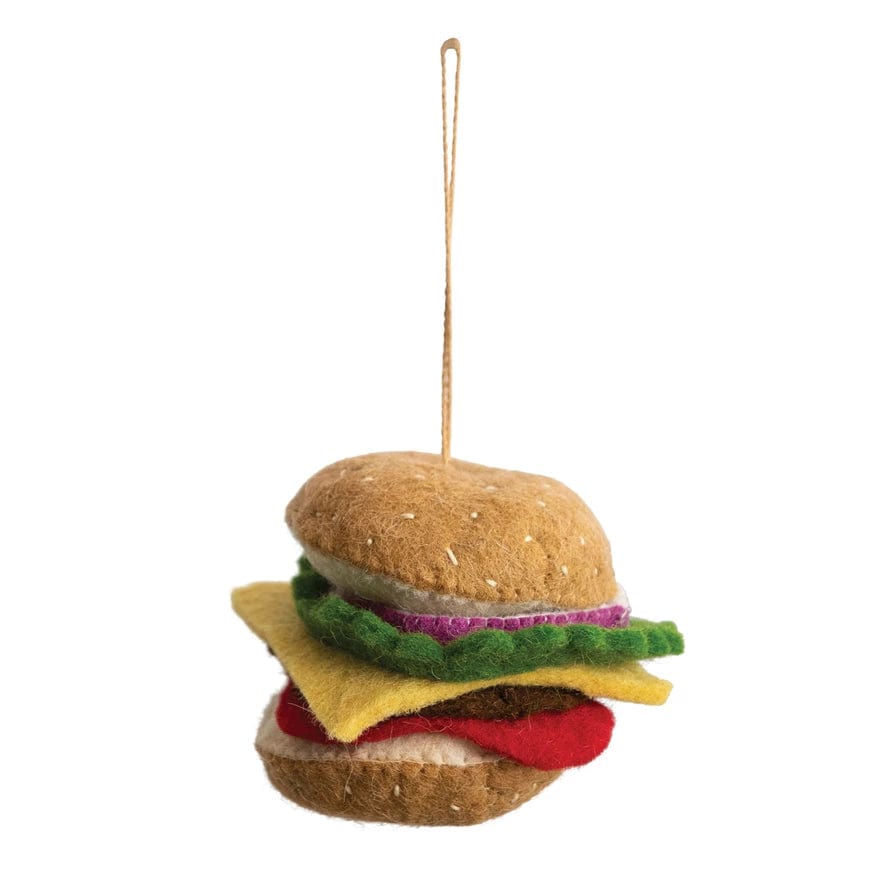 Creative Co-Op Creative Co-op Handmade Wool Felt Cheeseburger Ornament - Little Miss Muffin Children & Home