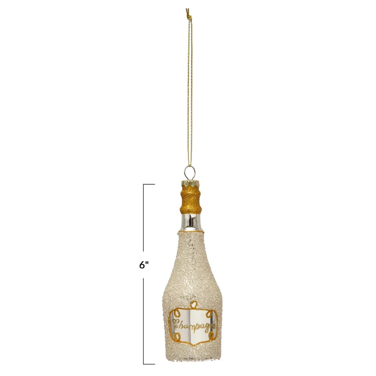 Creative Co-Op Creative Co-op Glass Champagne Bottle Ornament with Glitter - Little Miss Muffin Children & Home