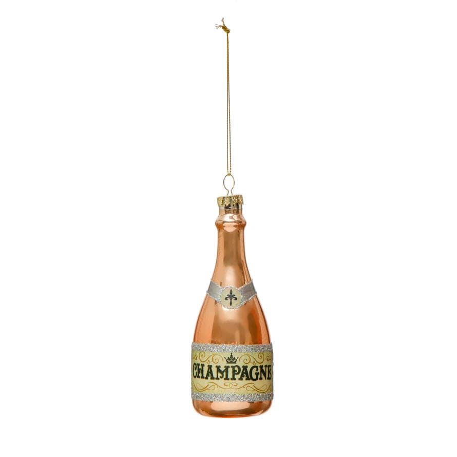 Creative Co-Op Creative Co-op Glass Champagne Bottle Ornament with Glitter - Little Miss Muffin Children & Home