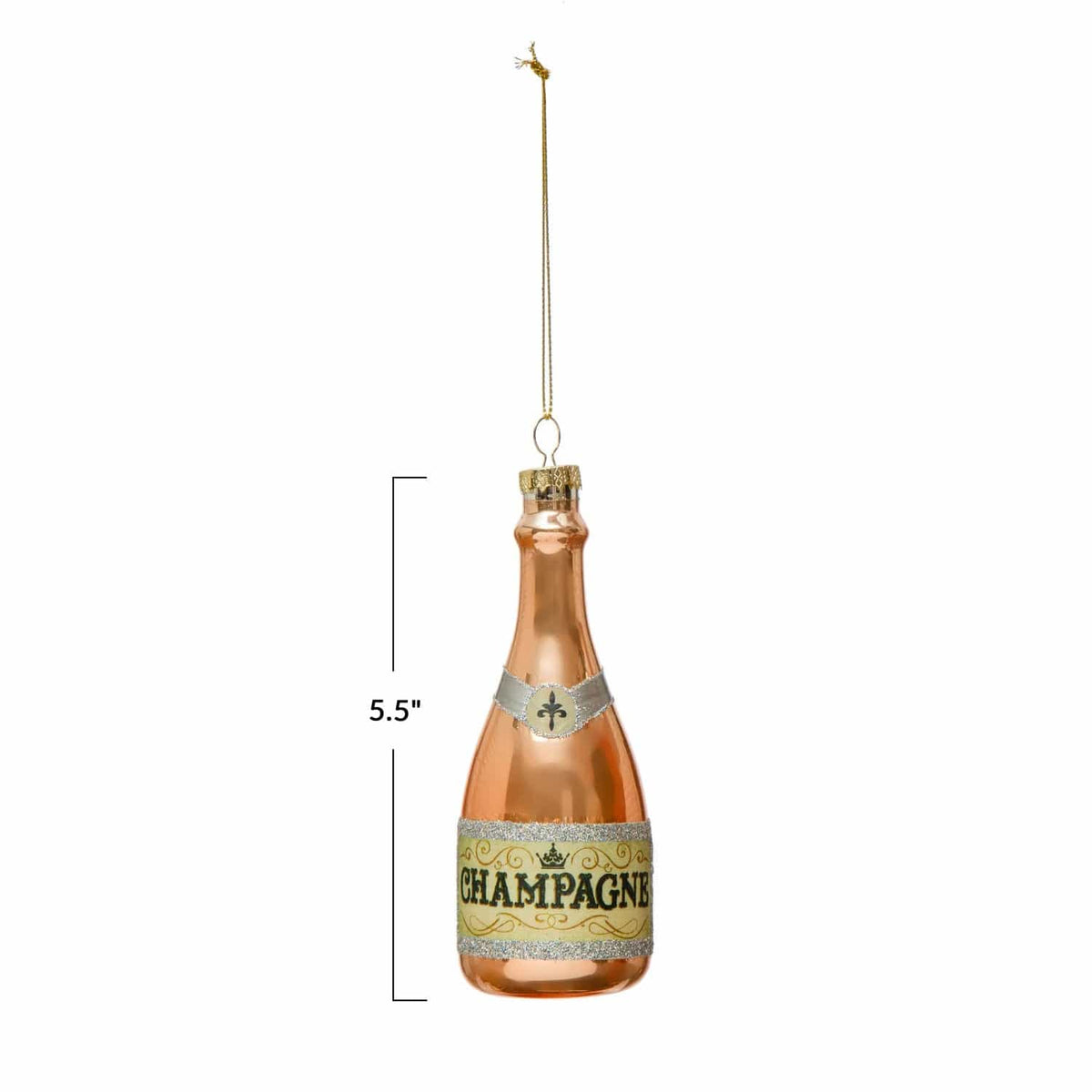 Creative Co-Op Creative Co-op Glass Champagne Bottle Ornament with Glitter - Little Miss Muffin Children & Home