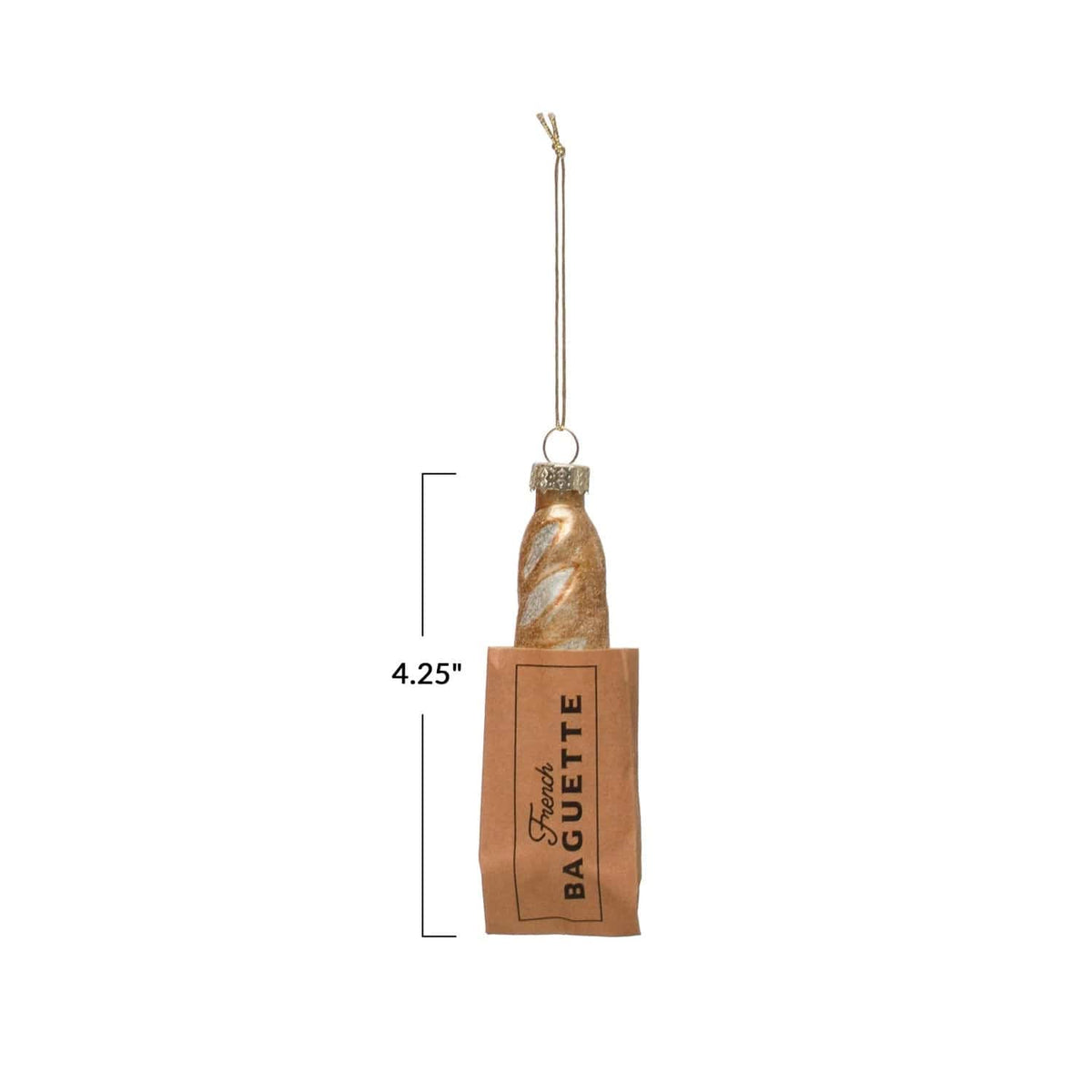 Creative Co-Op Creative Co-op Hand-Painted Glass French Baguette in Bag Ornament with Glitter - Little Miss Muffin Children & Home