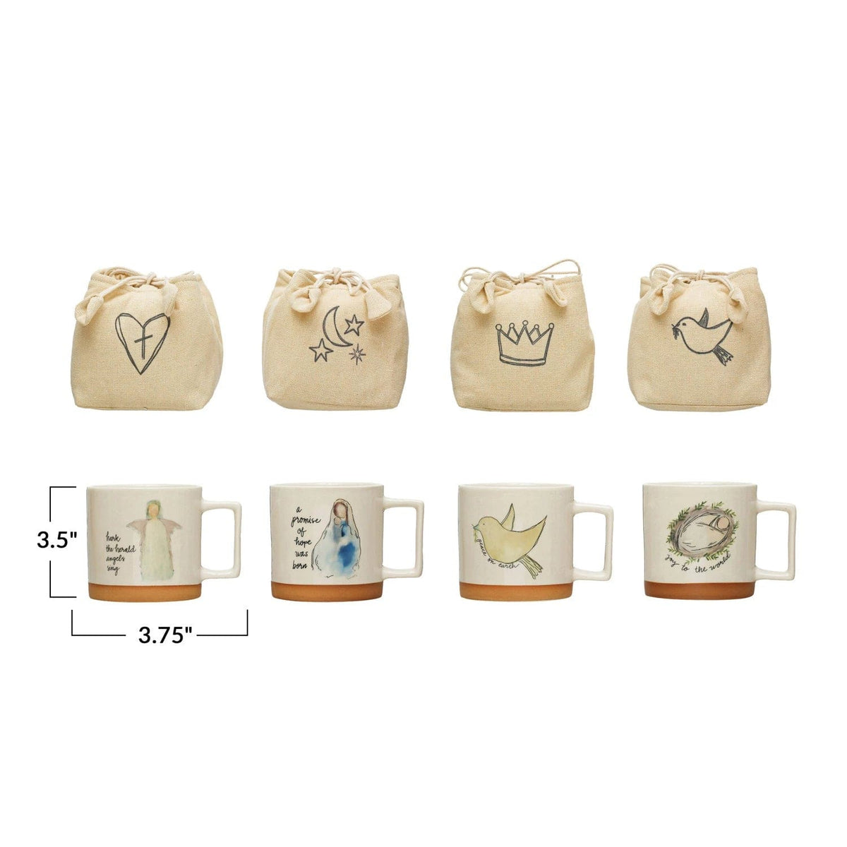 Creative Co-Op Creative Co-op Stoneware Mug With Christmas Saying & Image in Printed Drawstring Bag - Little Miss Muffin Children & Home