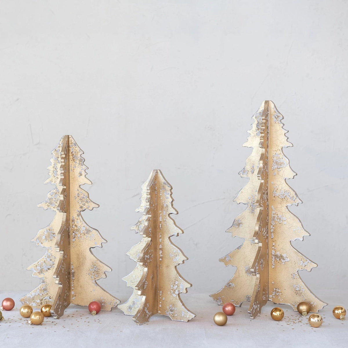 Creative Co-op Creative Co-op 13"Round x22.5"H MDF Interlocking Laser Cut Distressed Gold Tree - Little Miss Muffin Children & Home