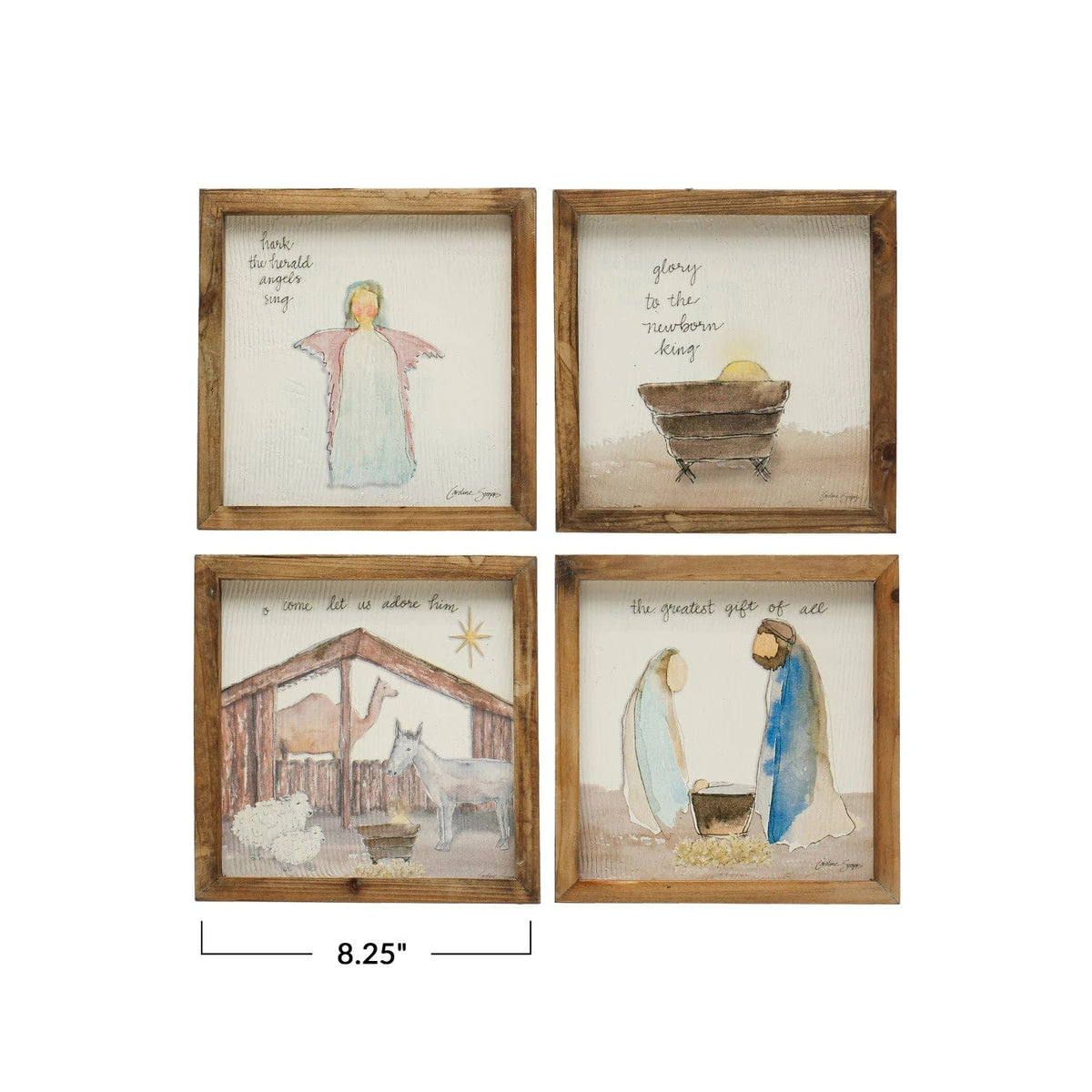 Creative Co-Op Creative Co-op Square Fir Wood Framed Wall Decor with Christmas Saying & Scene - Little Miss Muffin Children & Home