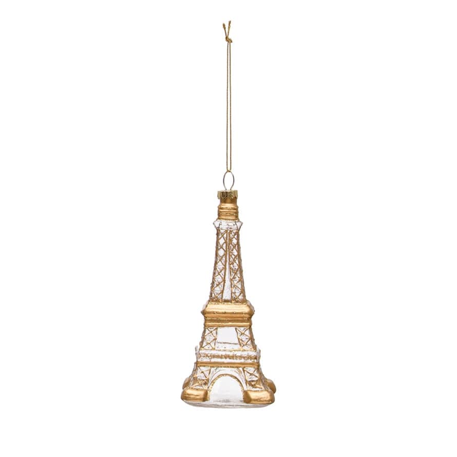 Creative Co-Op Creative Co-op Hand-Painted Glass Eiffel Tower Ornament with Glitter - Little Miss Muffin Children & Home