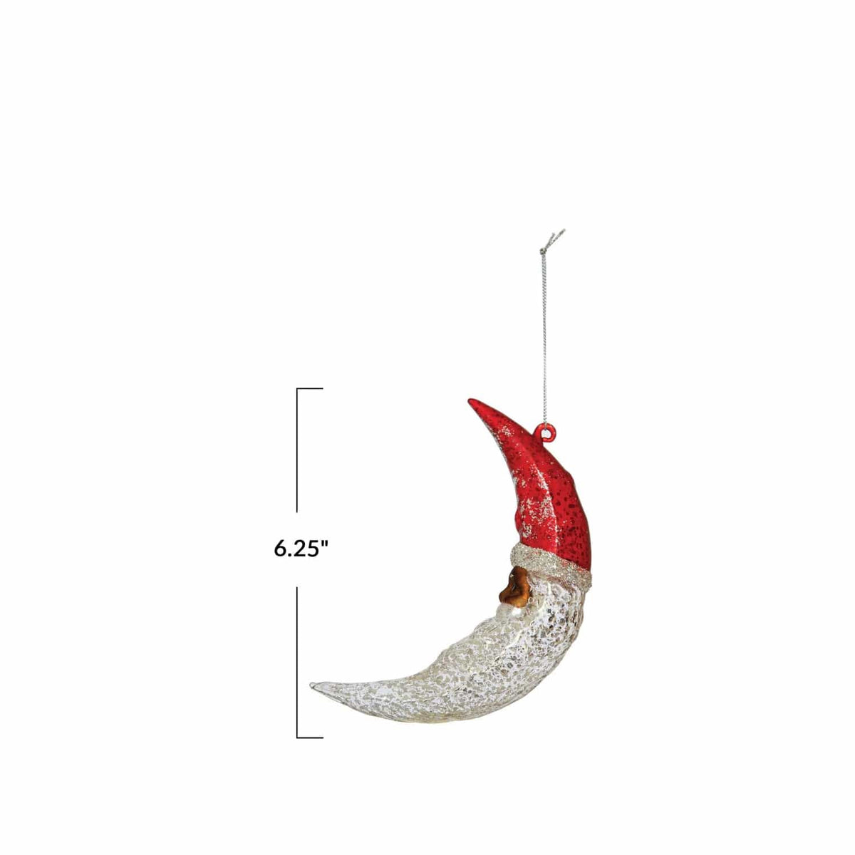 Creative Co-Op Creative Co-op Hand-Painted Mercury Glass Santa Moon Ornament with Glitter - Little Miss Muffin Children & Home
