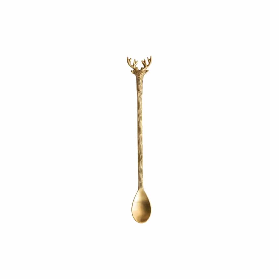 Creative Co-op Creative Co-op Brass Cocktail Spoon with Reindeer Handle - Little Miss Muffin Children & Home