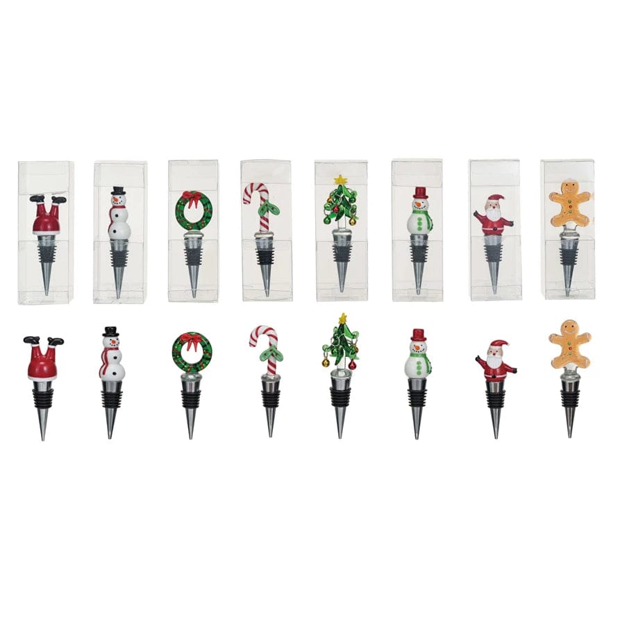 Creative Co-op Creative Co-op 2"H Zinc Alloy Wine Stopper w Hand-Painted Glass Holiday Icon, 8 Styles - Little Miss Muffin Children & Home