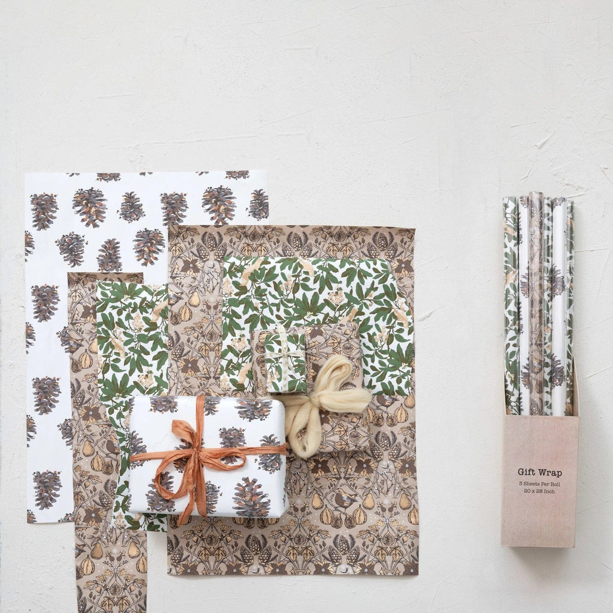 Creative Co-op Creative Co-op Sheets with Patterns Wrapping Paper, 3 Styles - Little Miss Muffin Children & Home