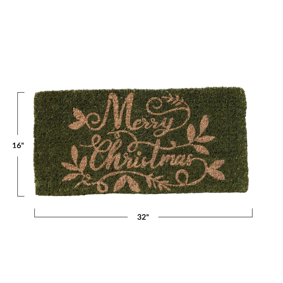Creative Co-op Creative Co-op Natural Coir Doormat "Merry Christmas", Green - Little Miss Muffin Children & Home