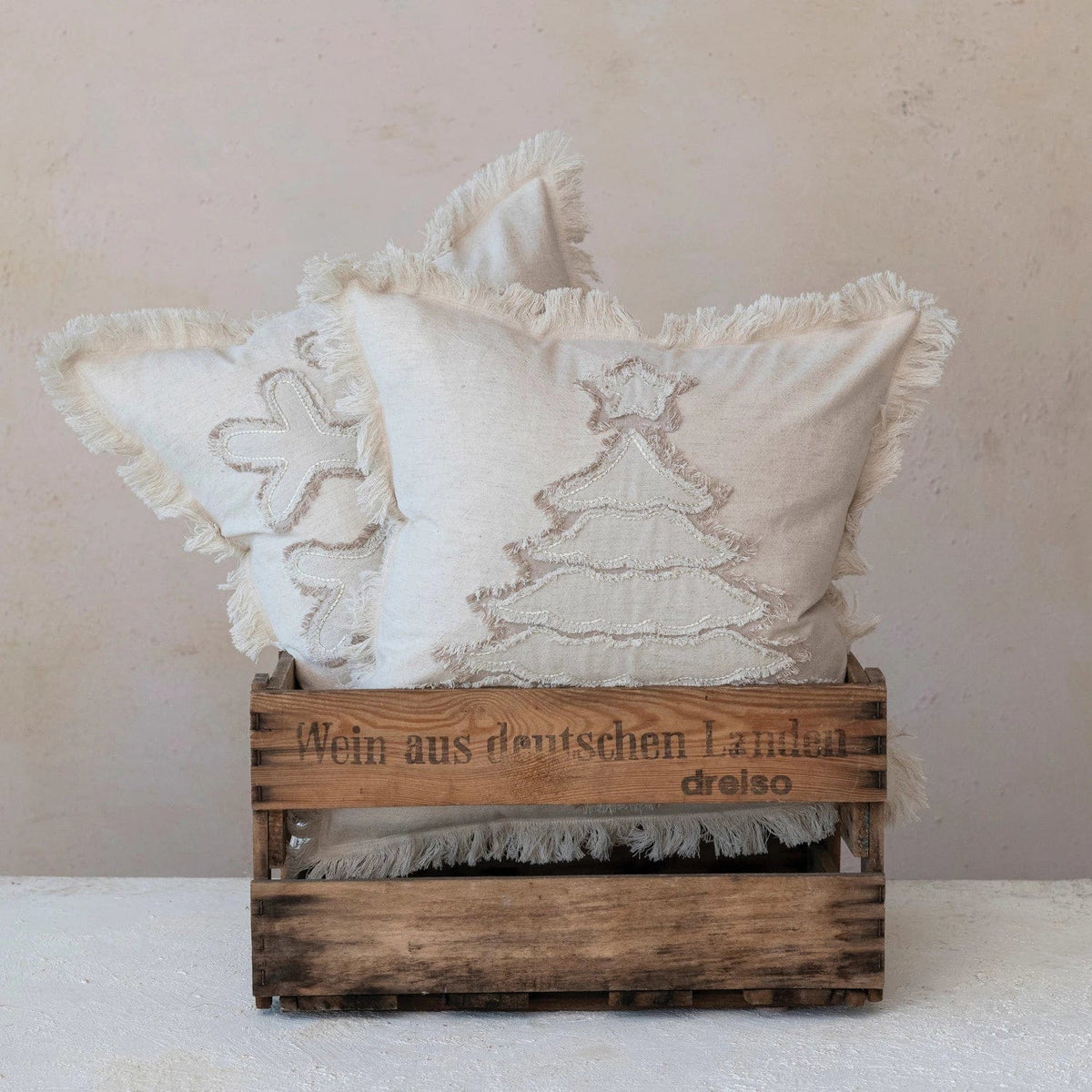Creative Co-op Creative Co-op 18" Square Woven Cotton & Linen Pillow with Fringe, 2 Styles - Little Miss Muffin Children & Home