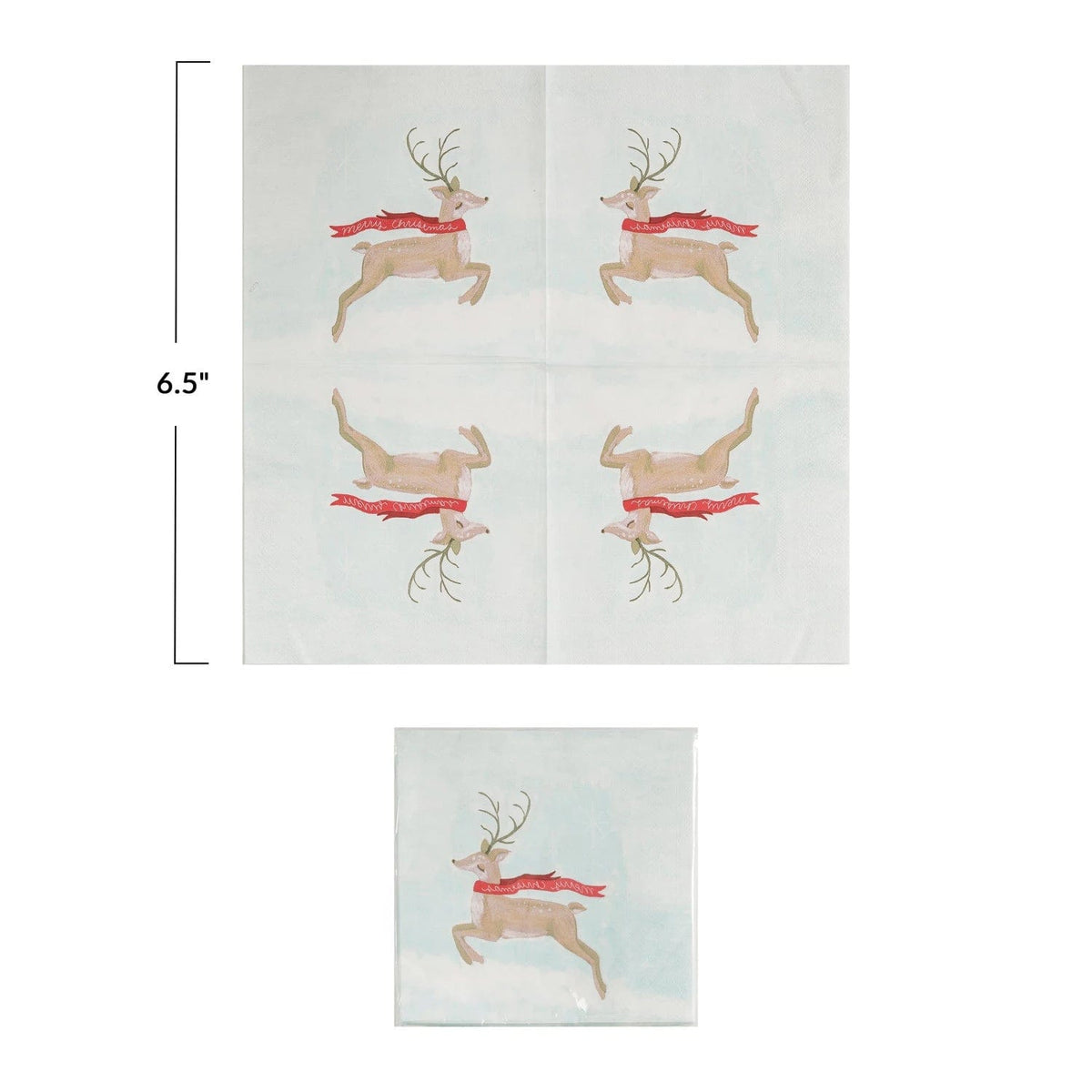 Creative Co-op Creative Co-op Paper Napkins with Reindeer in "Merry Christmas" Scarf, 50 Pack - Little Miss Muffin Children & Home