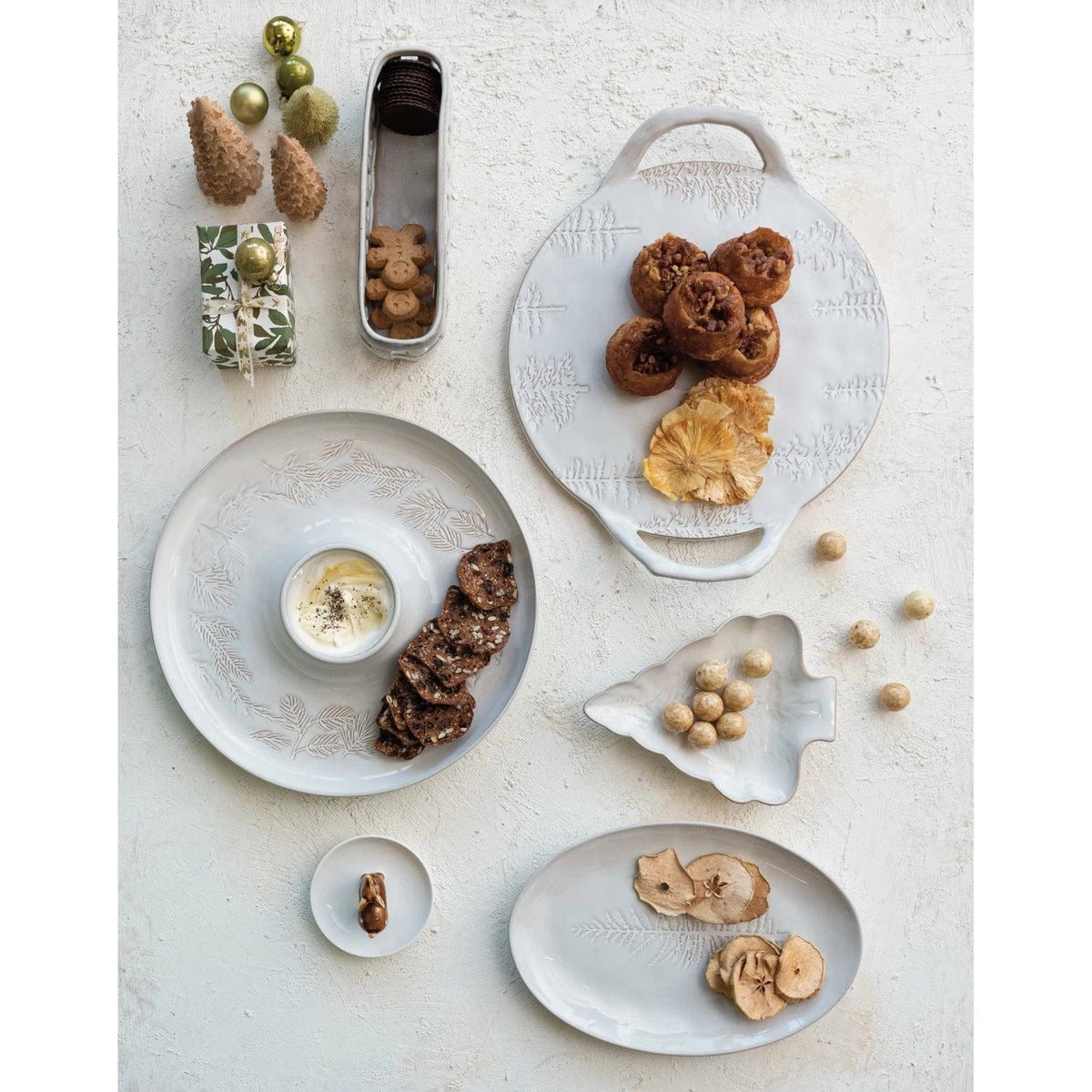 Creative Co-op Creative Co-op 8.75"L x 6.75"W Stoneware Tree Shaped Plate with Tree Design - Little Miss Muffin Children & Home