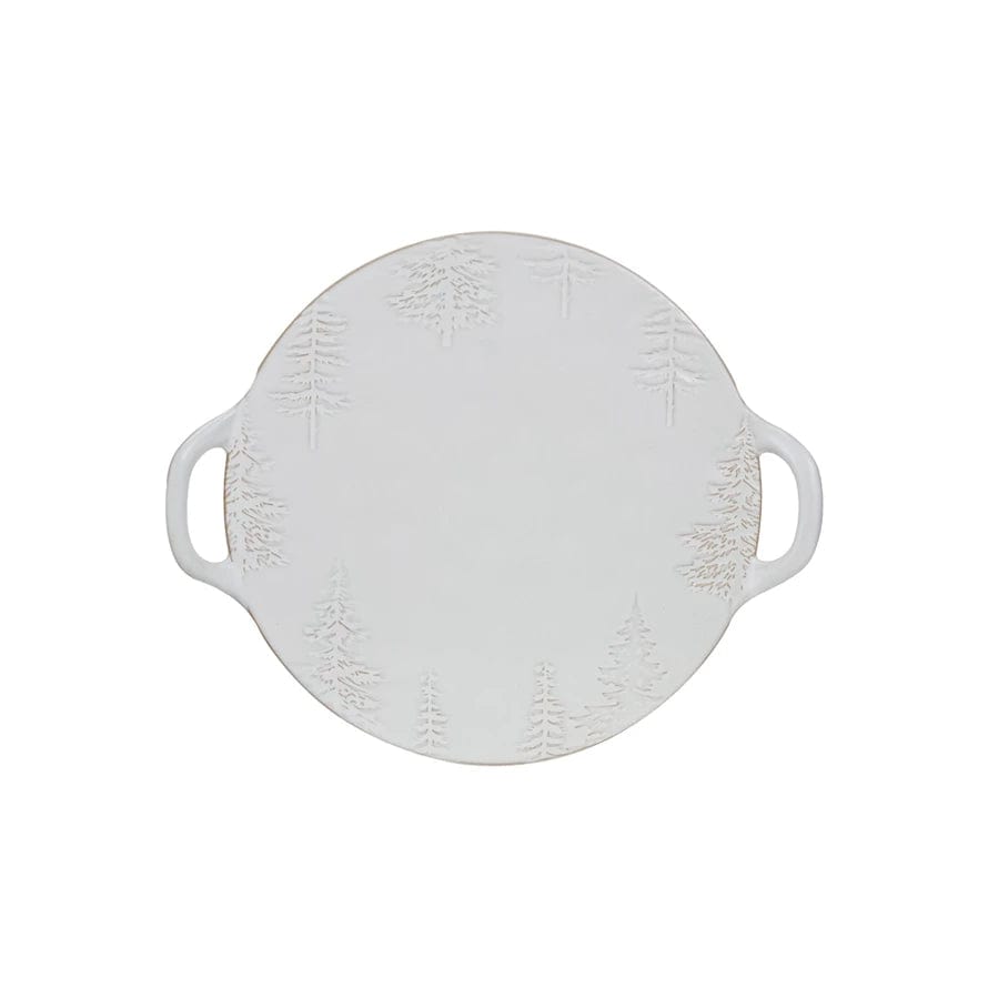 Creative Co-op Creative Co-op Stoneware Platter Debossed with Trees (Each Will Vary) - Little Miss Muffin Children & Home