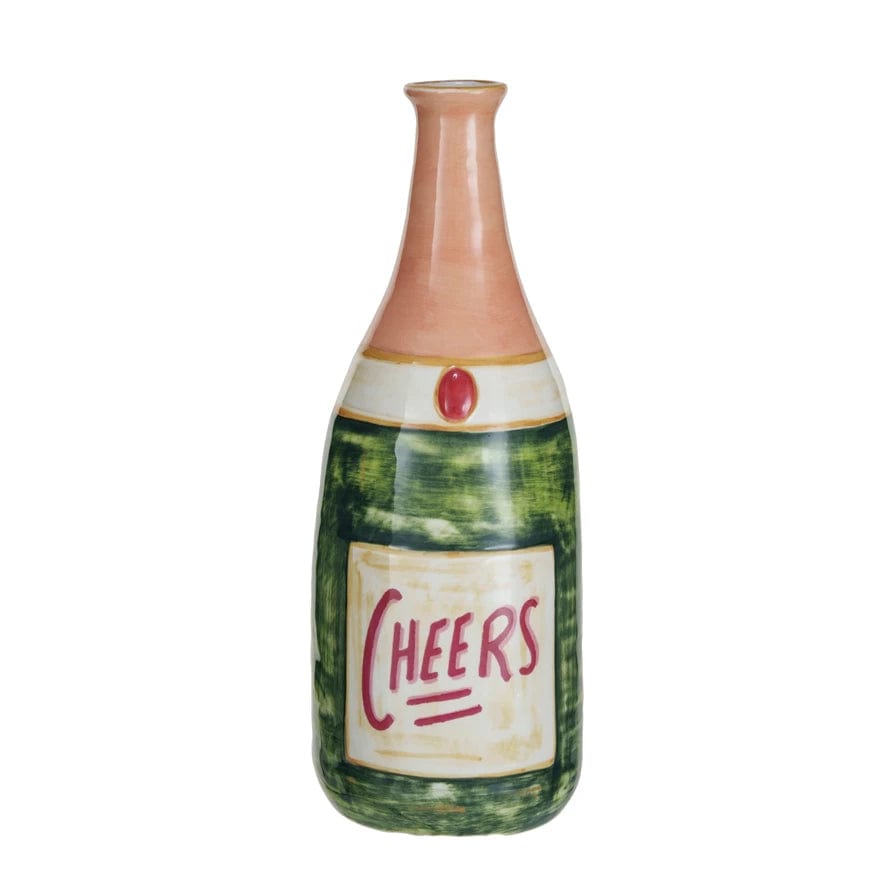 Creative Co-op Creative Co-op Champagne Bottle Shaped Stoneware Vase - Little Miss Muffin Children & Home