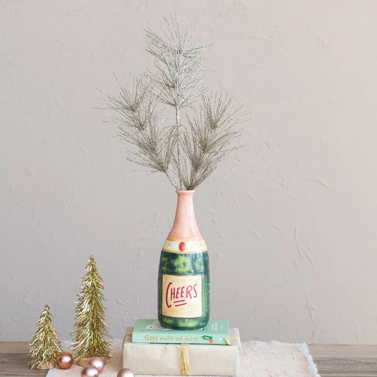 Creative Co-op Creative Co-op Champagne Bottle Shaped Stoneware Vase - Little Miss Muffin Children & Home