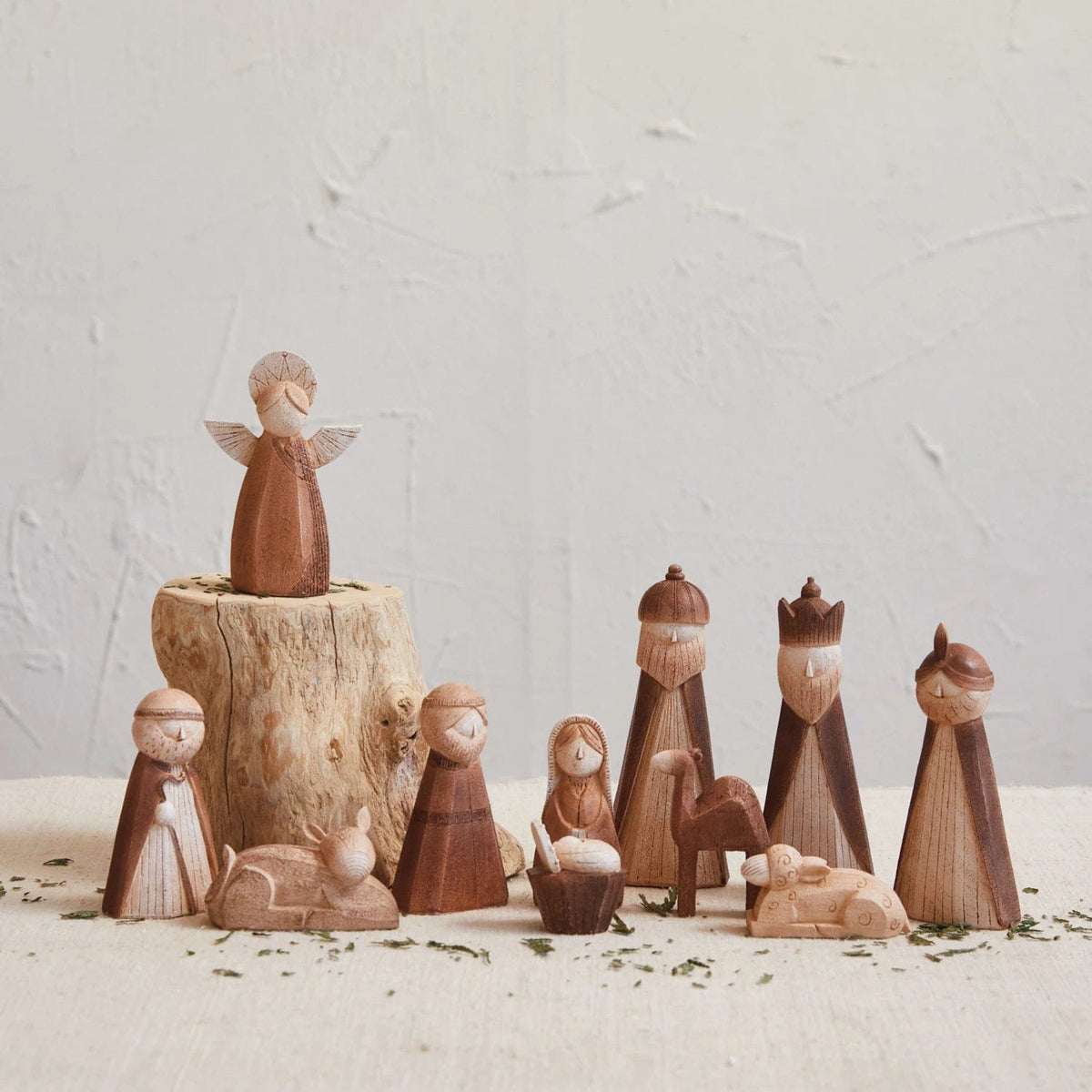 Creative Co-op Creative Co-op Resin Nativity, Wood Finish, Boxed Set of 11 - Little Miss Muffin Children & Home