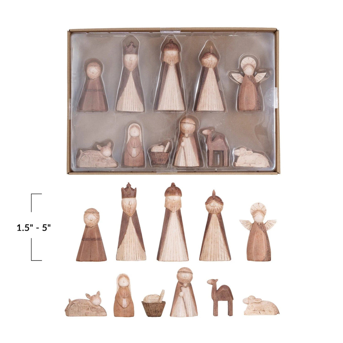 Creative Co-op Creative Co-op Resin Nativity, Wood Finish, Boxed Set of 11 - Little Miss Muffin Children & Home