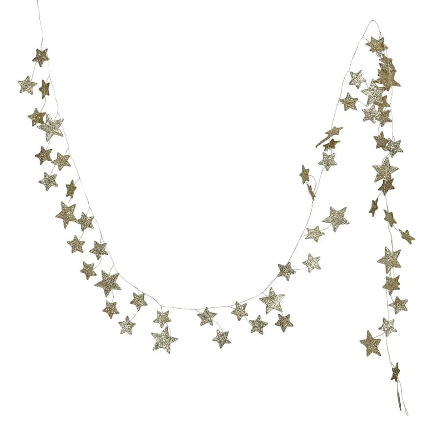 Creative Co-op Gold Glitter Paper Star Garland, 72"L - Little Miss Muffin Children & Home
