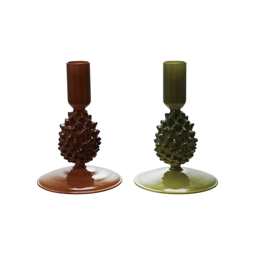 Creative Co-op Glass Pinecone Taper Holder, Available in 2 Colors - Little Miss Muffin Children & Home
