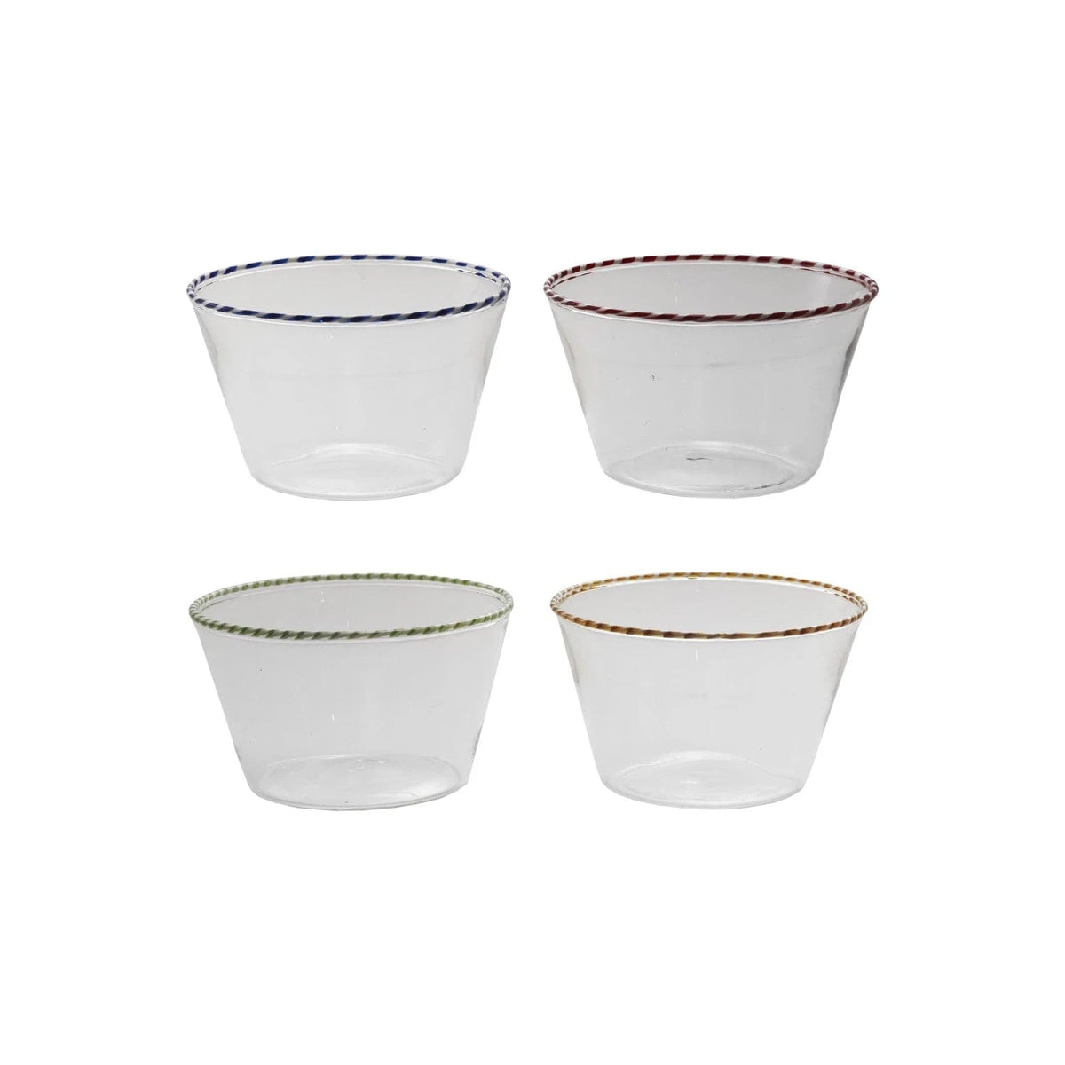 Creative Co-op Glass Bowl with Striped Rim, Available in 4 Colors - Little Miss Muffin Children & Home