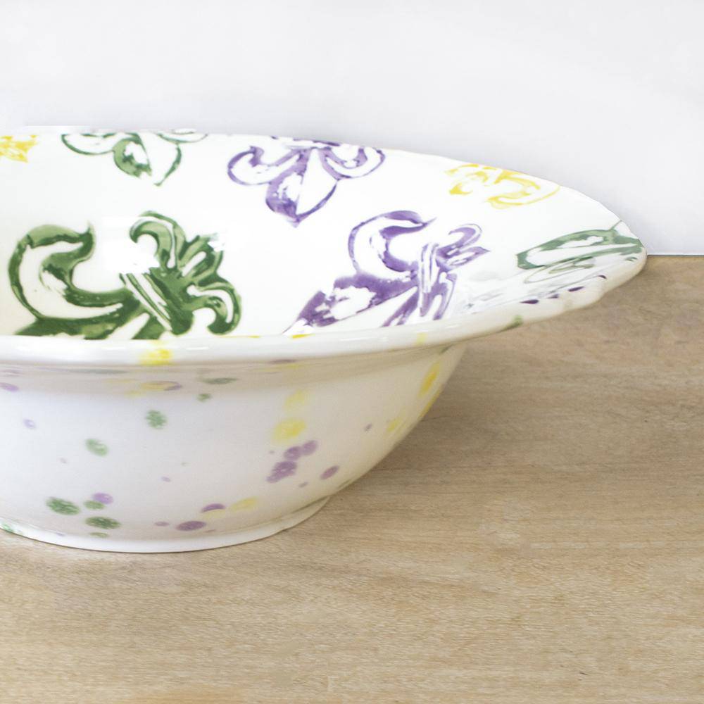 The Royal Standard - The Royal Standard Watercolor Mardi Gras Fleur de Lis Serving Bowl - Little Miss Muffin Children & Home
