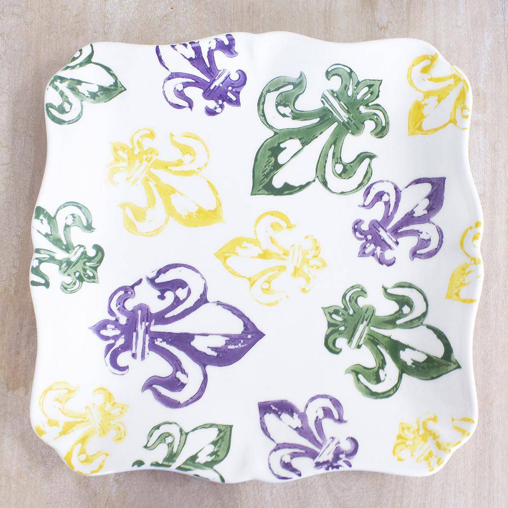 The Royal Standard - The Royal Standard Watercolor Mardi Gras Fleur de Lis Platter - Little Miss Muffin Children & Home