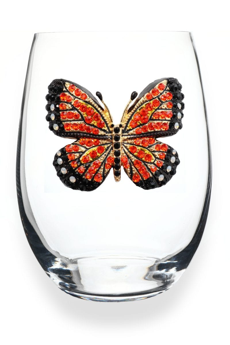Queen Jewels Queen Jewels Monarch Butterfly Jeweled Stemless Wine Glass - Little Miss Muffin Children & Home