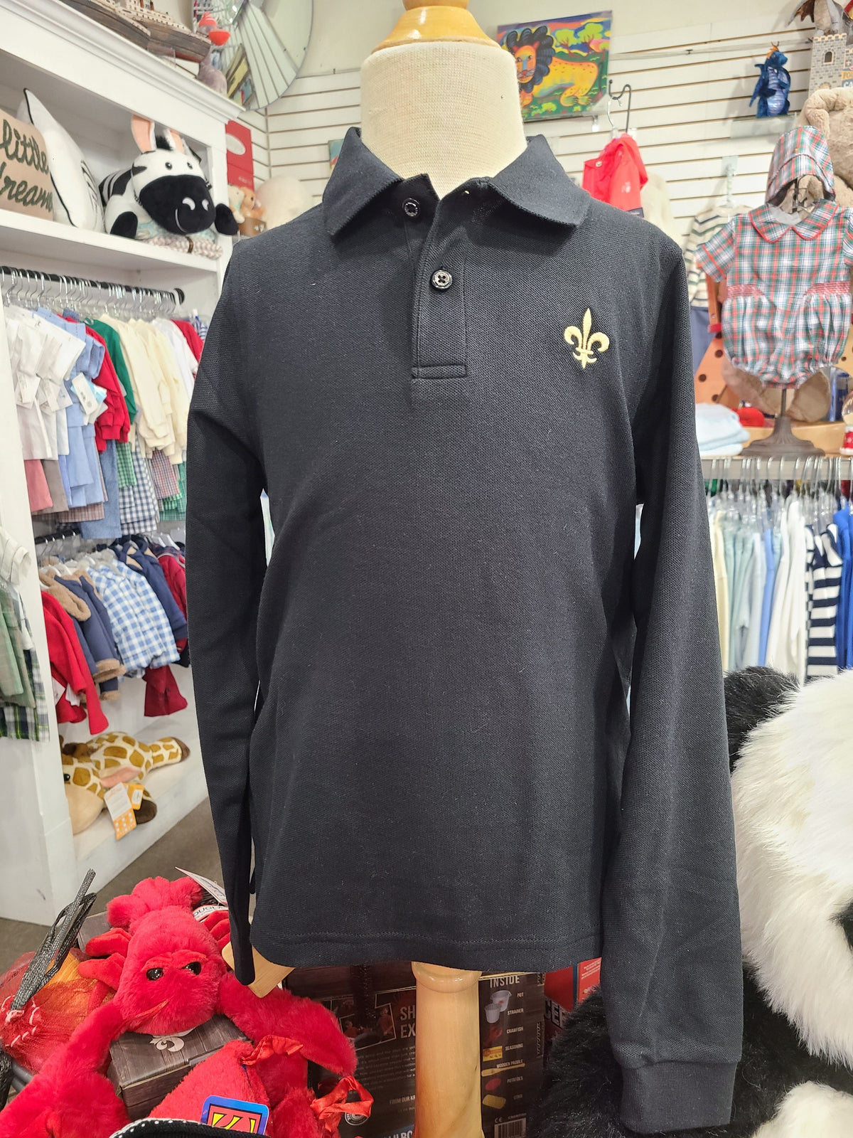 Whereable Art Whereable Art Long Sleeve Fleur de Lis Polos - Little Miss Muffin Children & Home