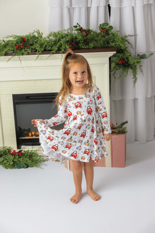 NT - Nola Tawk Nola Tawk Crabby Organic Cotton Long Sleeve Dress - Little Miss Muffin Children & Home
