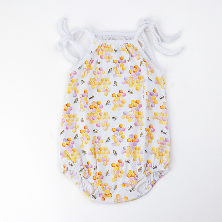 NOLA Tawk Nola Tawk Bee Sweet Shoulder Tie Organic Cotton Onesie - Little Miss Muffin Children & Home