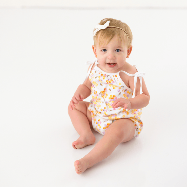NOLA Tawk Nola Tawk Bee Sweet Shoulder Tie Organic Cotton Onesie - Little Miss Muffin Children & Home