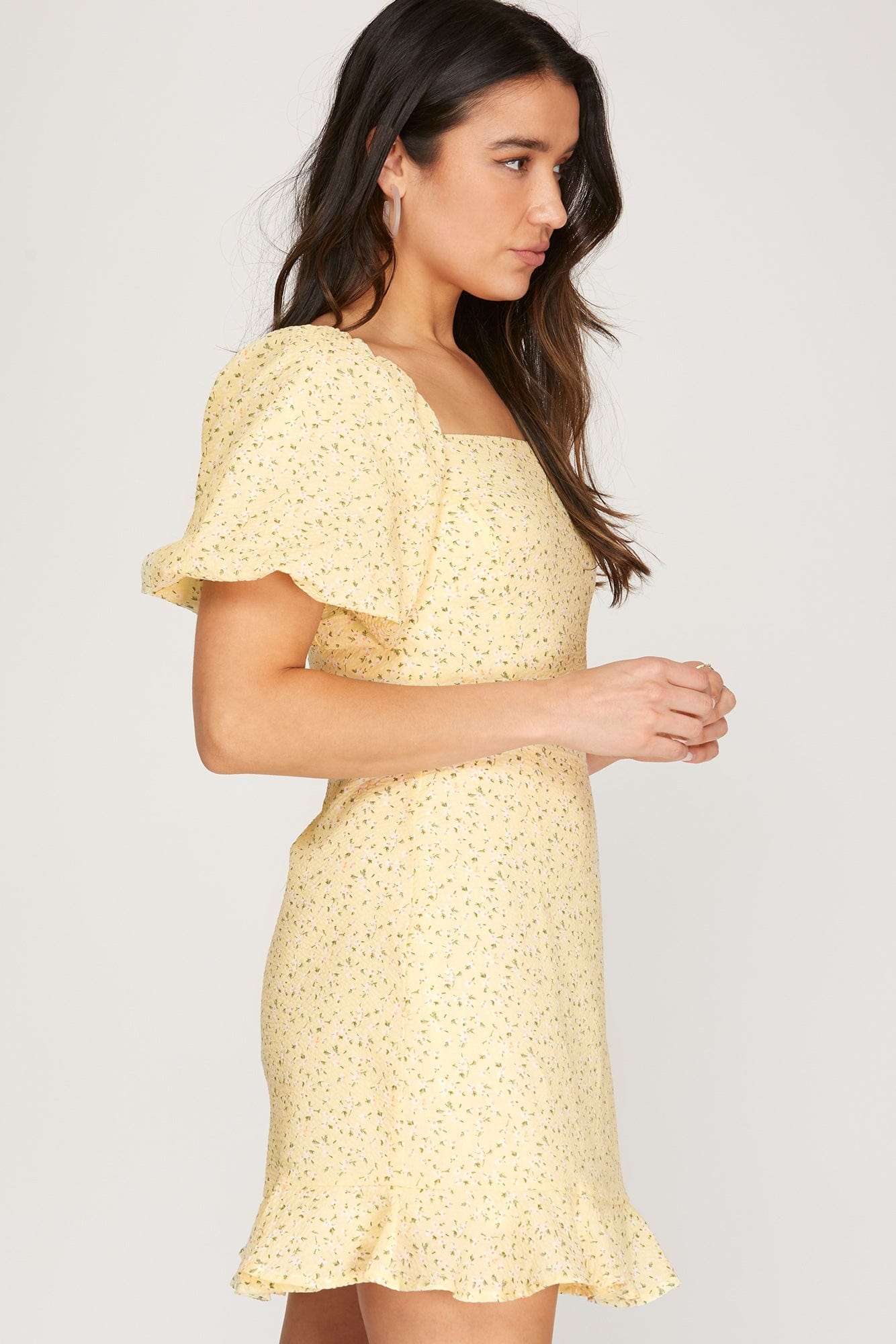 she and sky floral dress She+Sky Buttercream Floral Print Cotton Midi Dress
