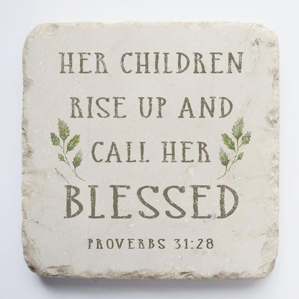 Twelve Stone Art Twelve Stone Art Proverbs 31:28 Small Stone Block - Little Miss Muffin Children & Home