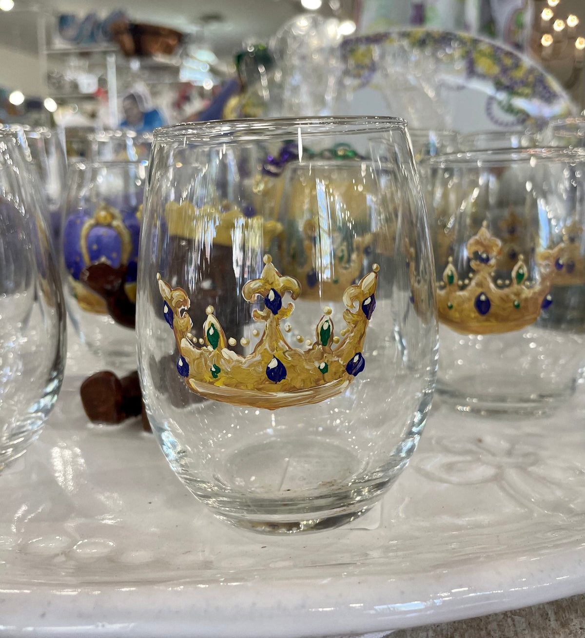 Michelle's Art Box Michelle's Art Box Mardi Gras Queen Crown Glassware Collection - Little Miss Muffin Children & Home