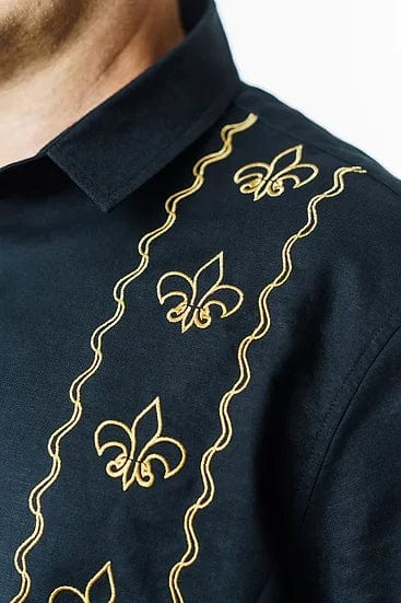 DMS - Dat Mambo Shirt Dat Mambo Black Fleur De Lis Edition Guayabera Shirt - Little Miss Muffin Children & Home