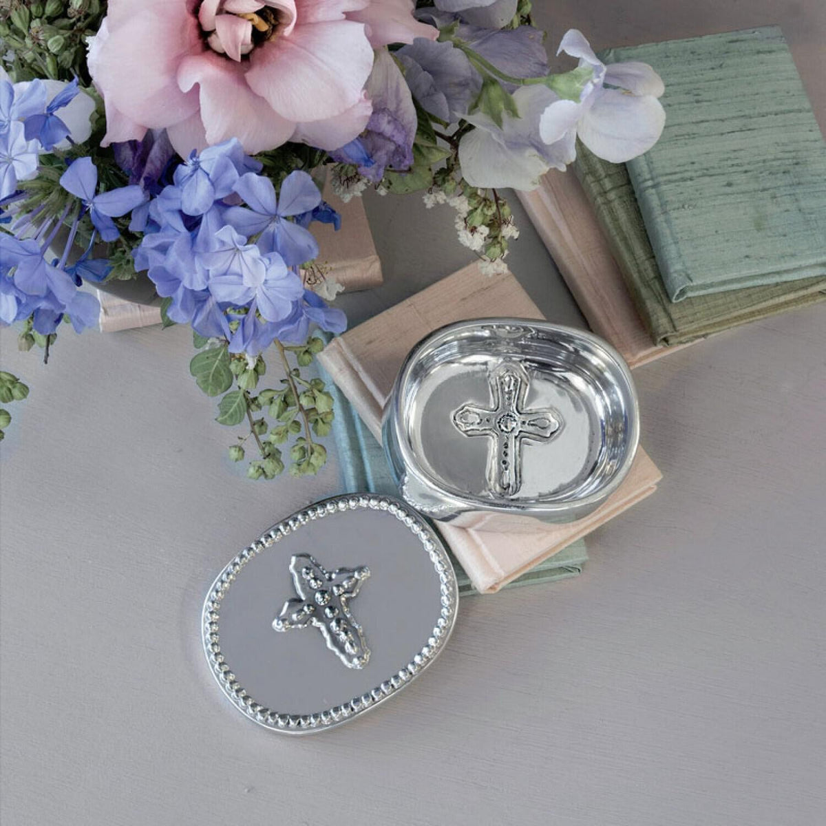 BEATRIZ BALL 6826 Beatriz Ball Baby Peek-A-Boo Cross Oval Keepsake Box - Little Miss Muffin Children & Home