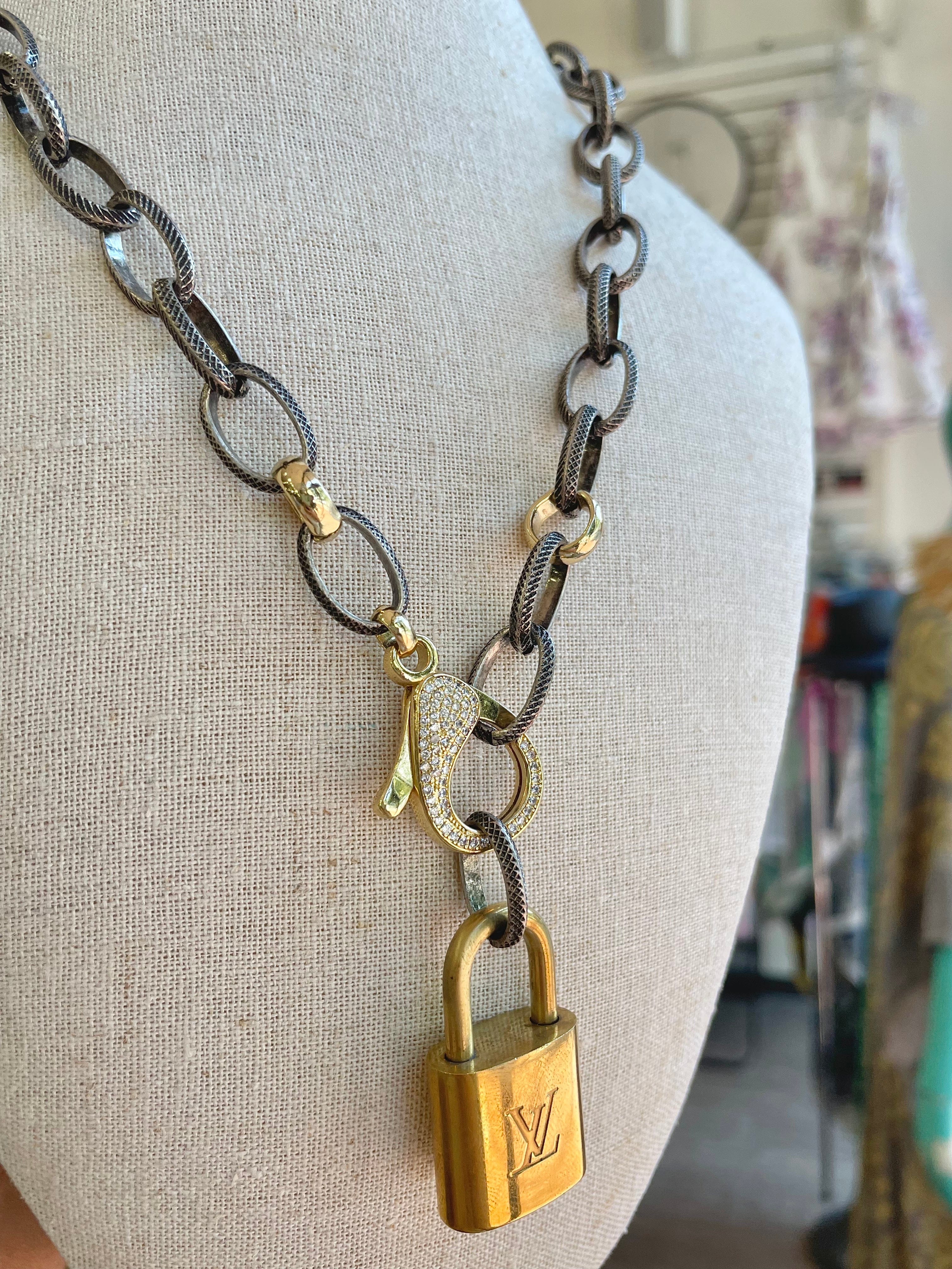 Louis Vuitton Style Fleur Key Pendant Necklace
