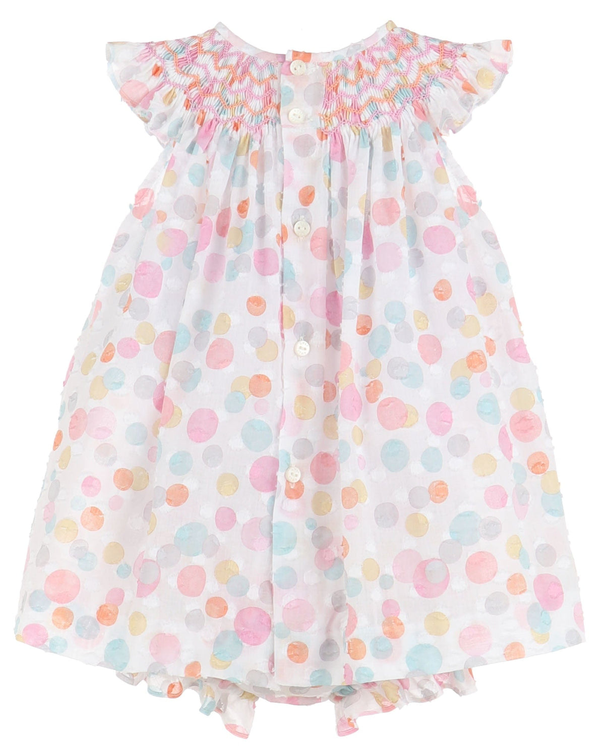 Casero Casero Polka Dot Smocked Bishop Dress - Little Miss Muffin Children & Home